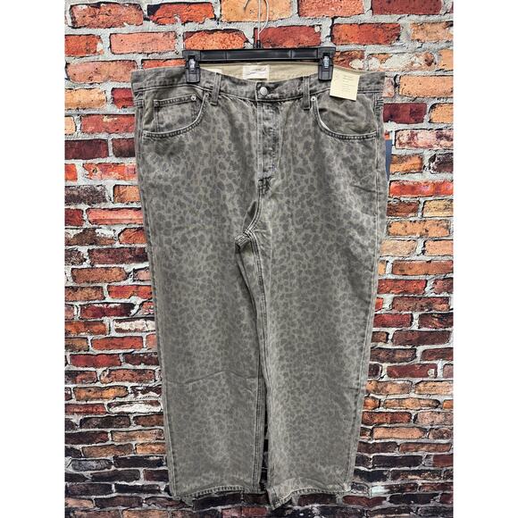 NWT Ladies Universal Thread Light Beige Animal Print Mid Rise 90s Baggy  Sz 16 - Picture 1 of 3